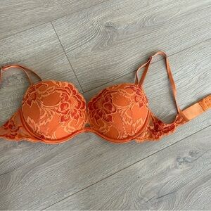 Victoria's Secret Very Sexy Orange Lace Overlay Push-up Bra 34C